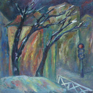 Елена ВЕТЛУГИНА. Одинокий светофор. 2015. Холст, масло
